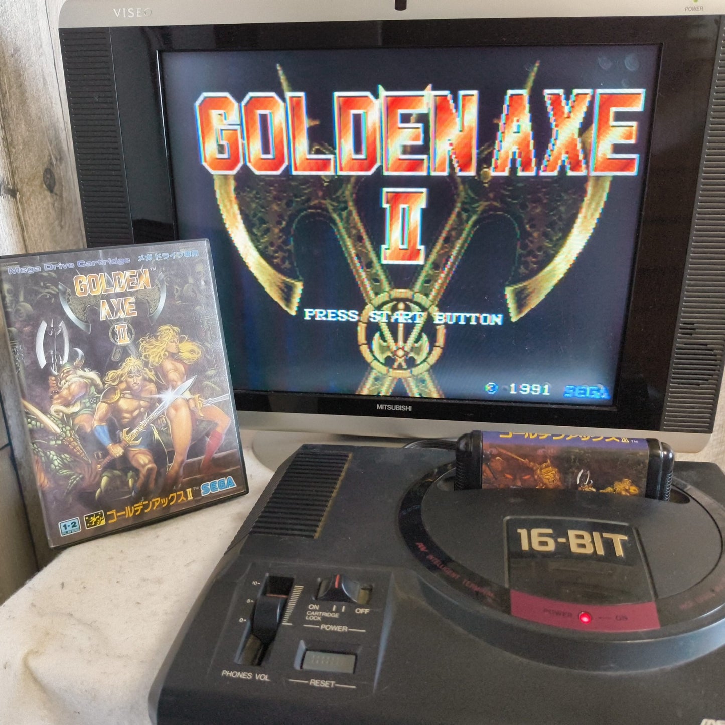 GOLDEN AXE 2 SEGA MEGA DRIVE (Genesis ) Shooter game Cartridge w/Box set-h0804-