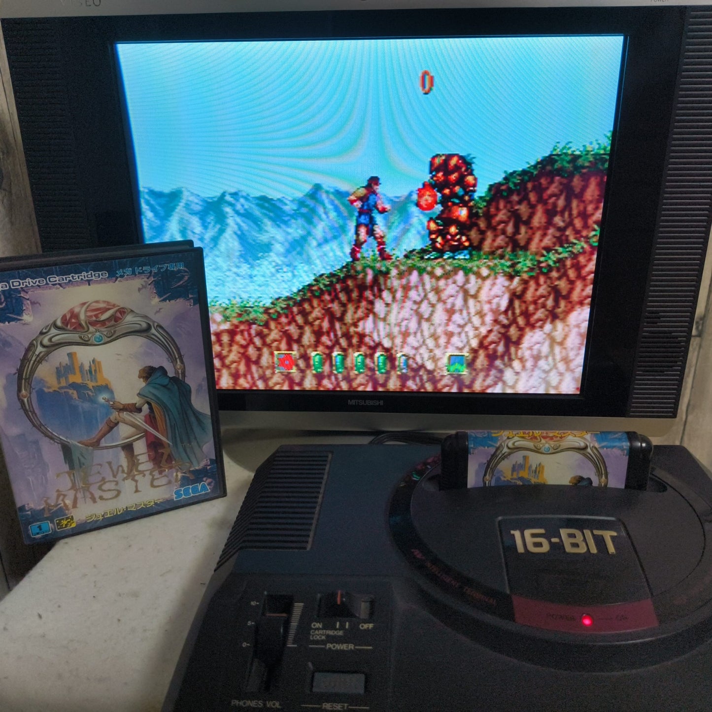 JEWEL MASTER SEGA MEGA DRIVE (Genesis ) Shooter game Cartridge w/Box set-h0805-