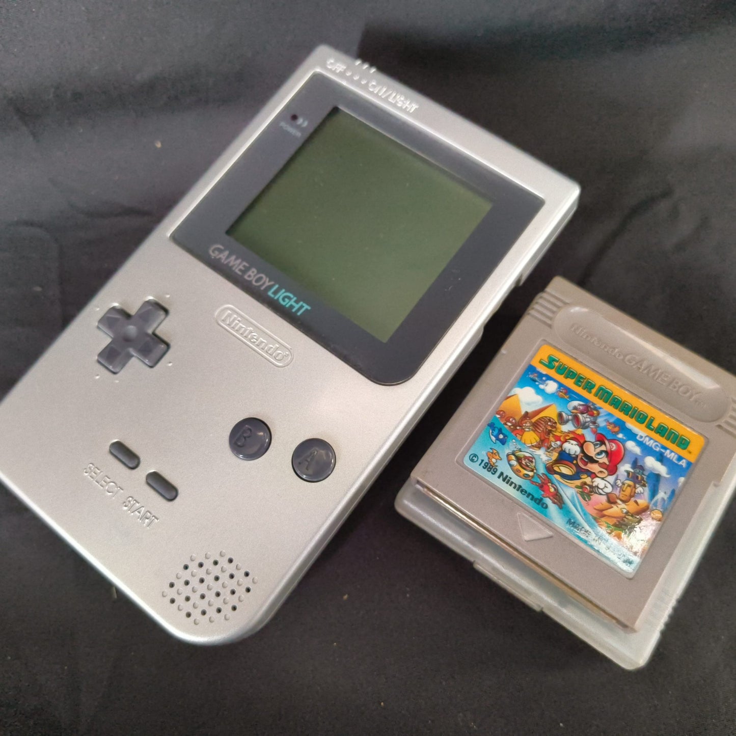 Used, Nintendo Gameboy Light Silver color console MGB-101 and Game set, Working