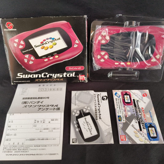 Defective Wonder Swan Crystal SwanCrystal Wine Red BANDAI Console w/Manual, Box