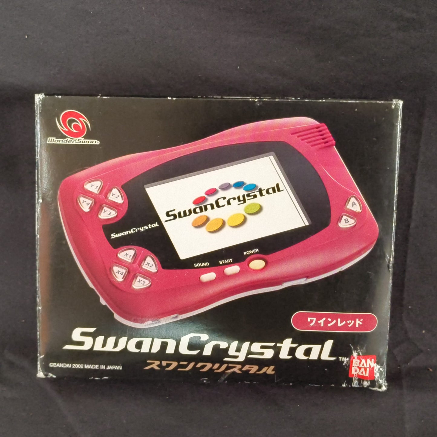 Defective Wonder Swan Crystal SwanCrystal Wine Red BANDAI Console w/Manual, Box