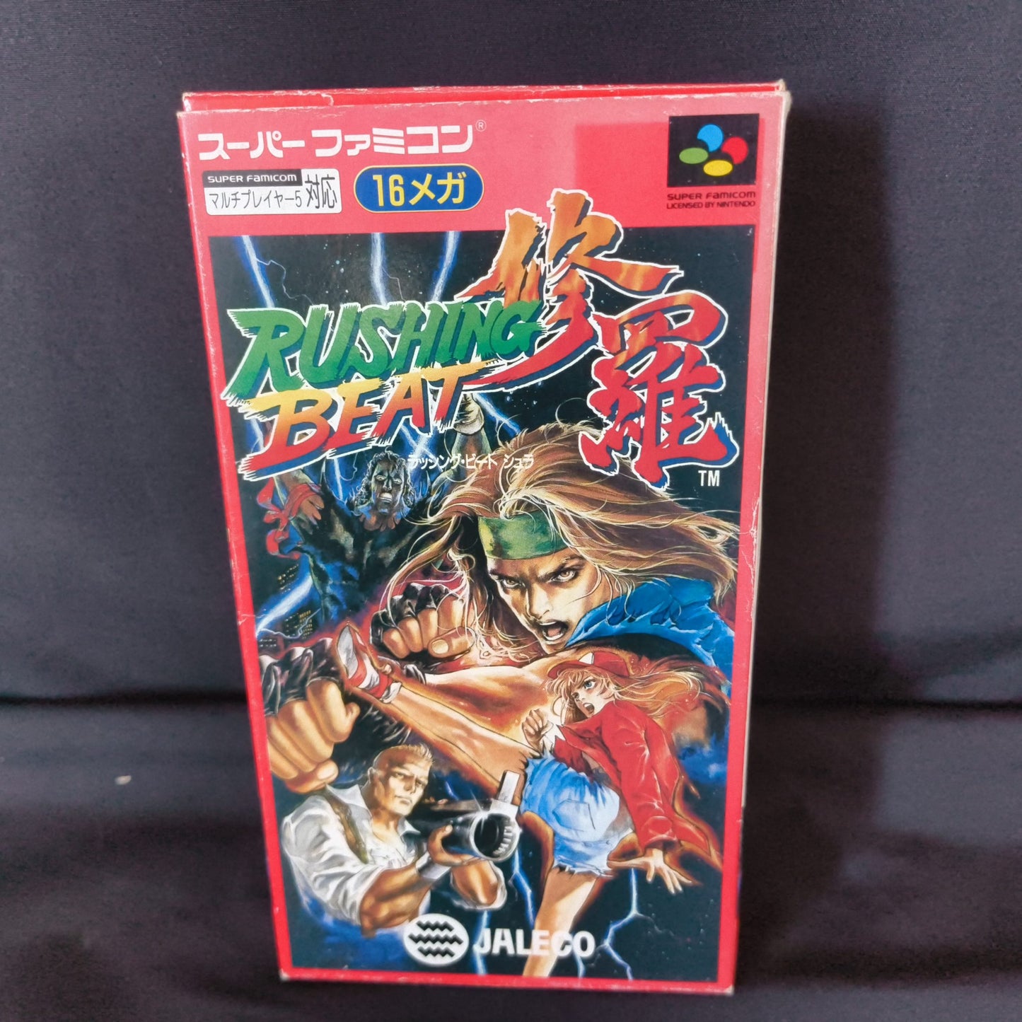 RUSHING BEAT SHURA (The Peace Keepers) Super Famicom SFC Cart, Manual, Box Japan