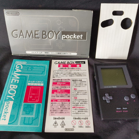 Gameboy Pocket Black color MGB-001 Console W/Manual, Box set, Working, Japan
