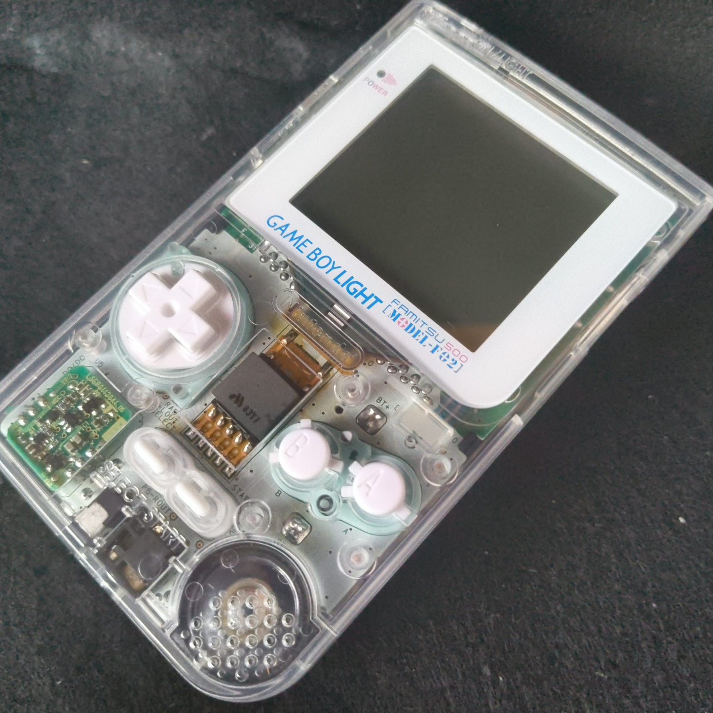 Custom Clear Shell Game Boy Light Famitsu Limited Model +Pokemon Silver, Working