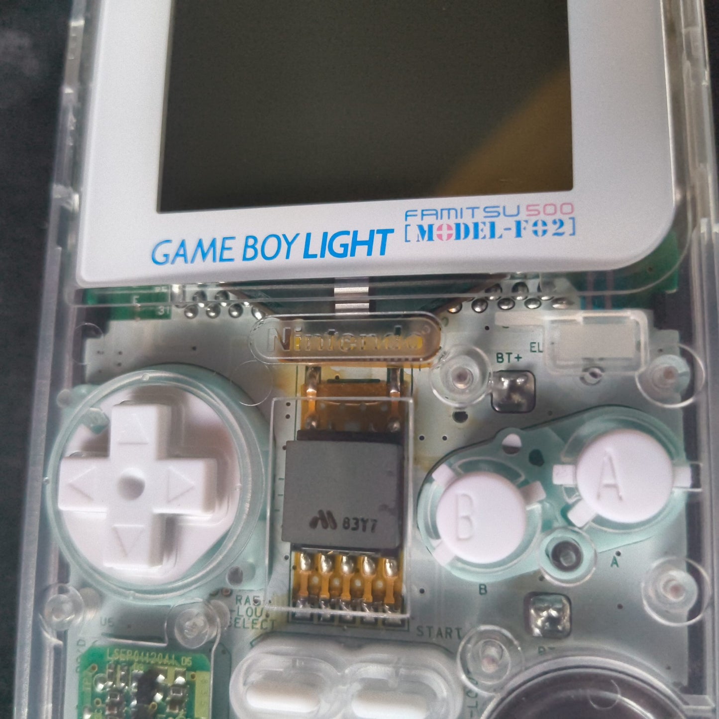 Custom Clear Shell Game Boy Light Famitsu Limited Model +Pokemon Silver, Working