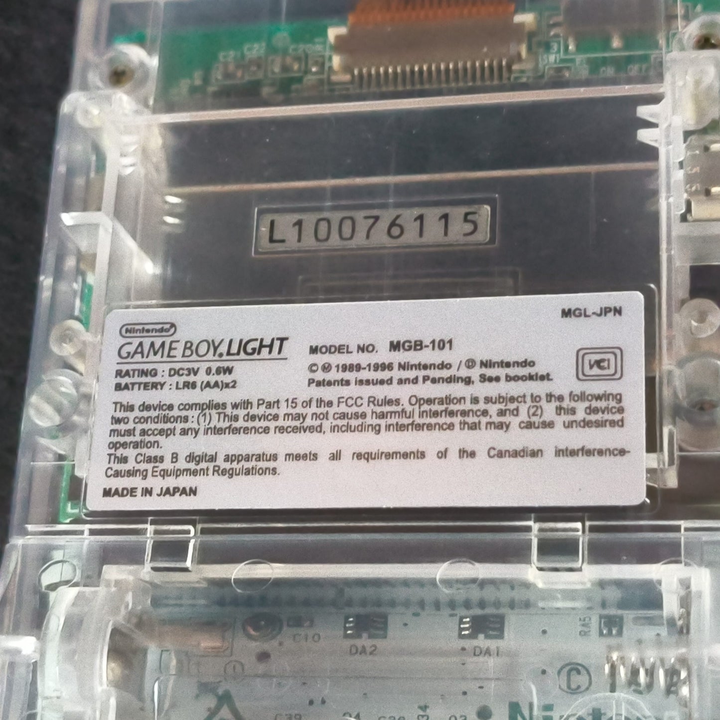 Custom Clear Shell Game Boy Light Famitsu Limited Model +Pokemon Silver, Working