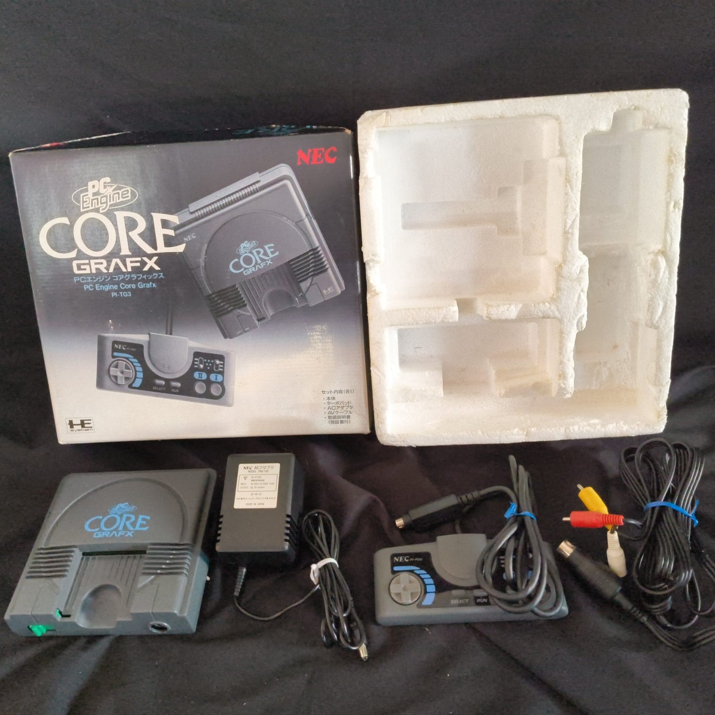 NEC PC Engine Coregrafx Console PI-TG3 TurboGrafx16, w/Pad, PSU, AV cable, Box