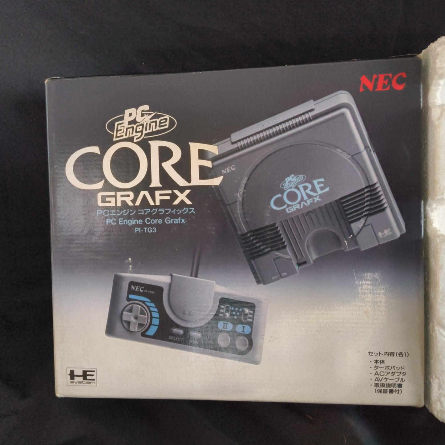 NEC PC Engine Coregrafx Console PI-TG3 TurboGrafx16, w/Pad, PSU, AV cable, Box