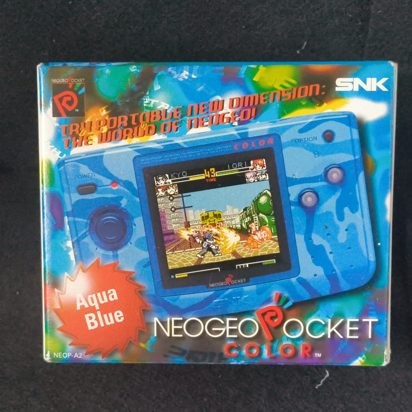 Used, SNK NEOGEO POCKET Color Camouflage Blue Console Boxed NEO GEO set-h1012-