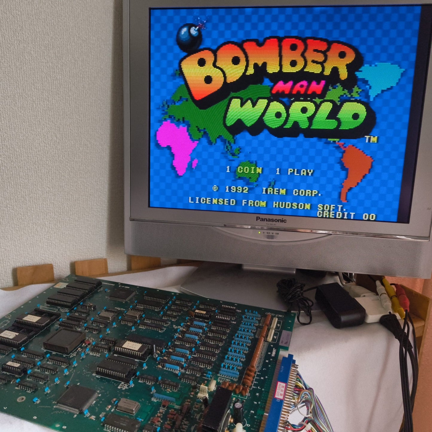 BOMBER MAN WORLD Dyna Blaster IREM PCB Arcard JAMMA Board, Original, Japan-h1015