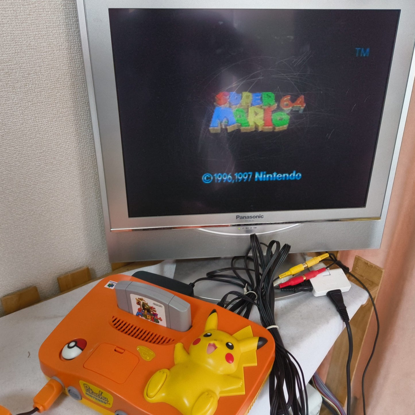 Nintendo64 Pokemon Pikachu limited Orange Color Console,Pad,PSU set tested-h1020