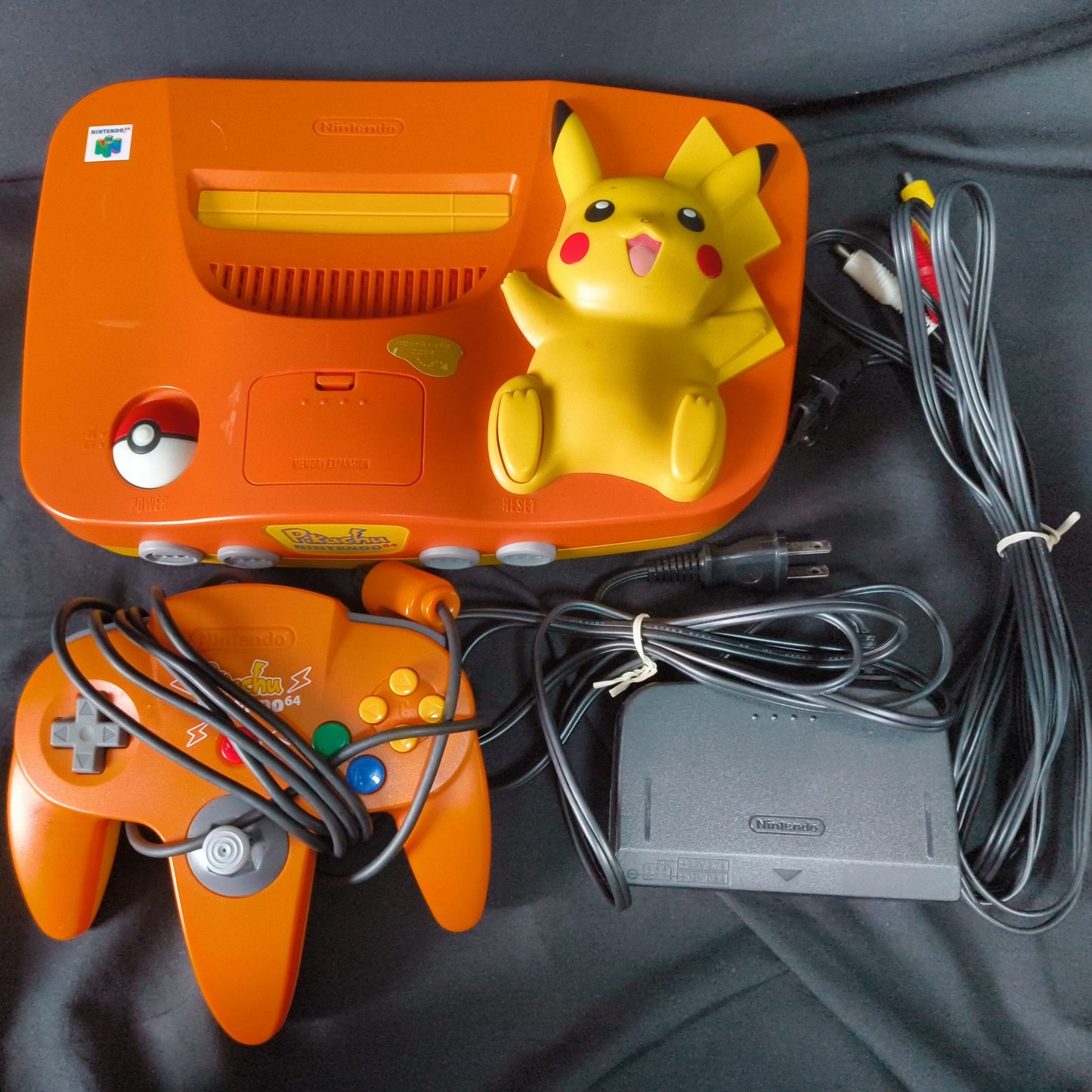 Nintendo64 Pokemon Pikachu limited Orange Color Console,Pad,PSU set tested-h1020