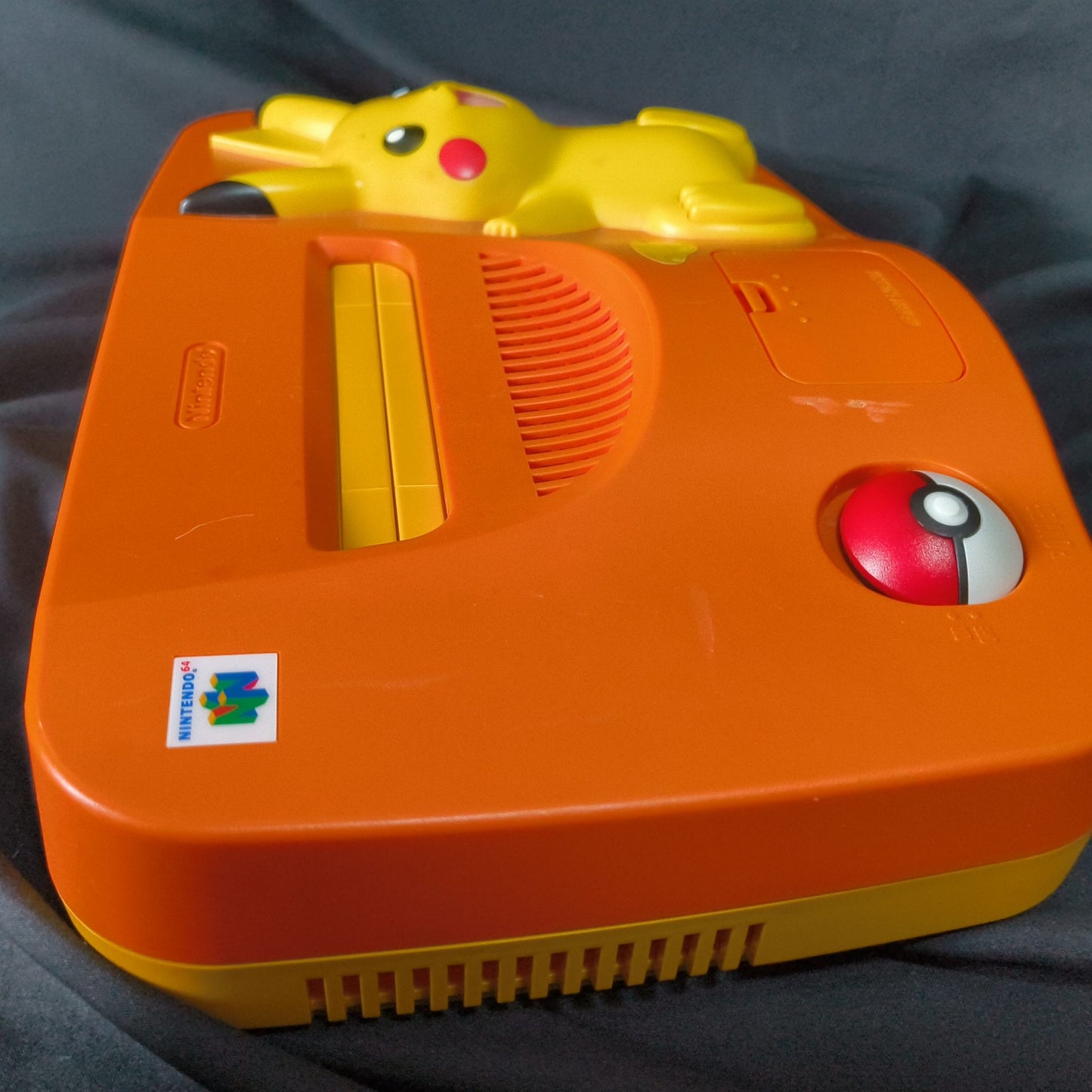 Nintendo64 Pokemon Pikachu limited Orange Color Console,Pad,PSU set tested-h1020