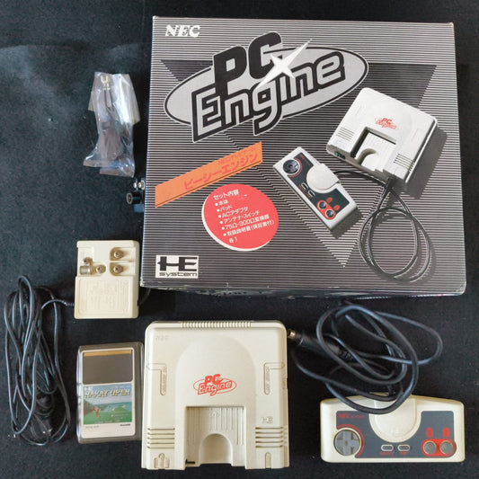 NEC PC Engine white Console (TurboGrafx-16) ,Pad, RF cable, Game, Box set-h1028-
