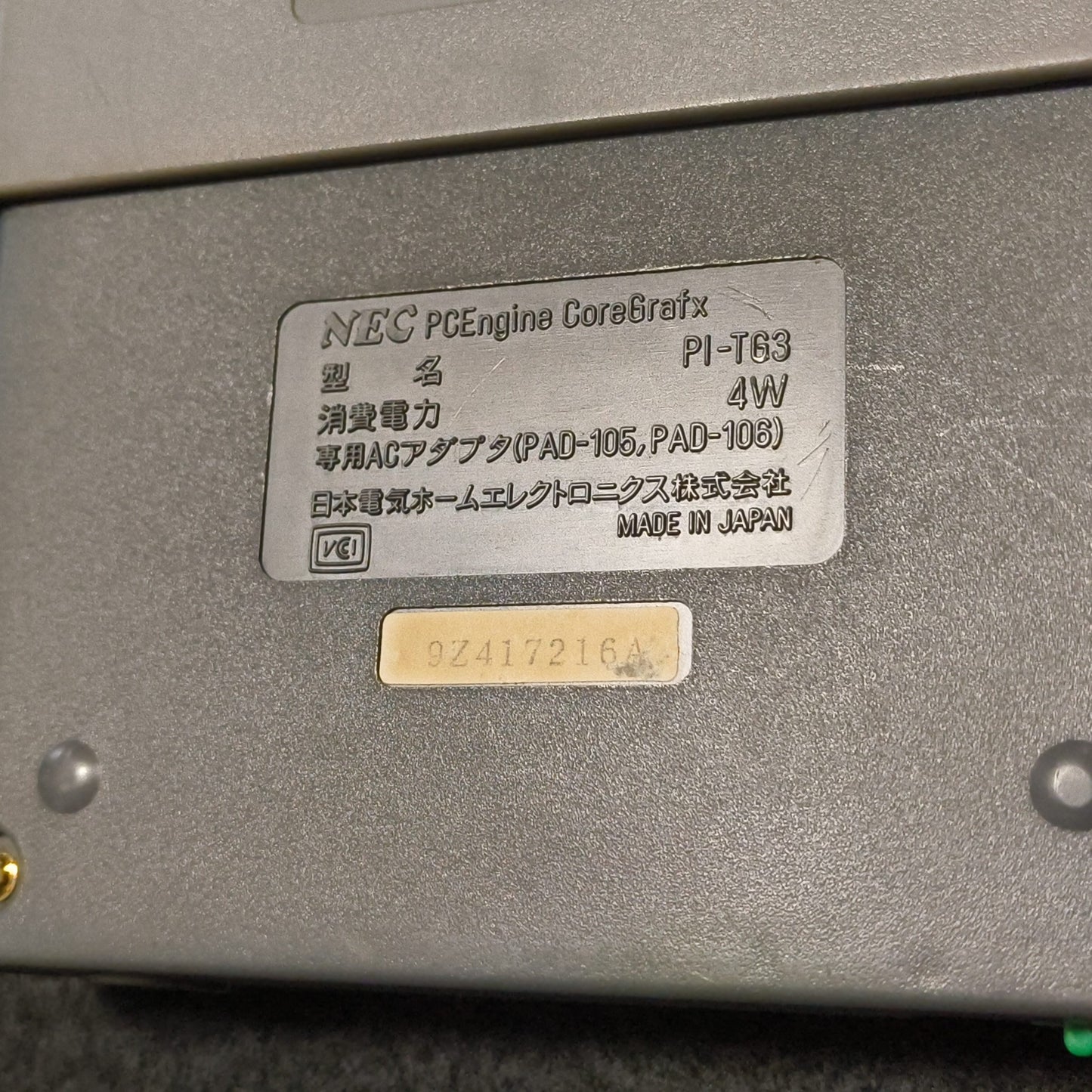 NEC PC Engine Coregrafx Console PI-TG3 and pad set, Working, Japan -h1102-1