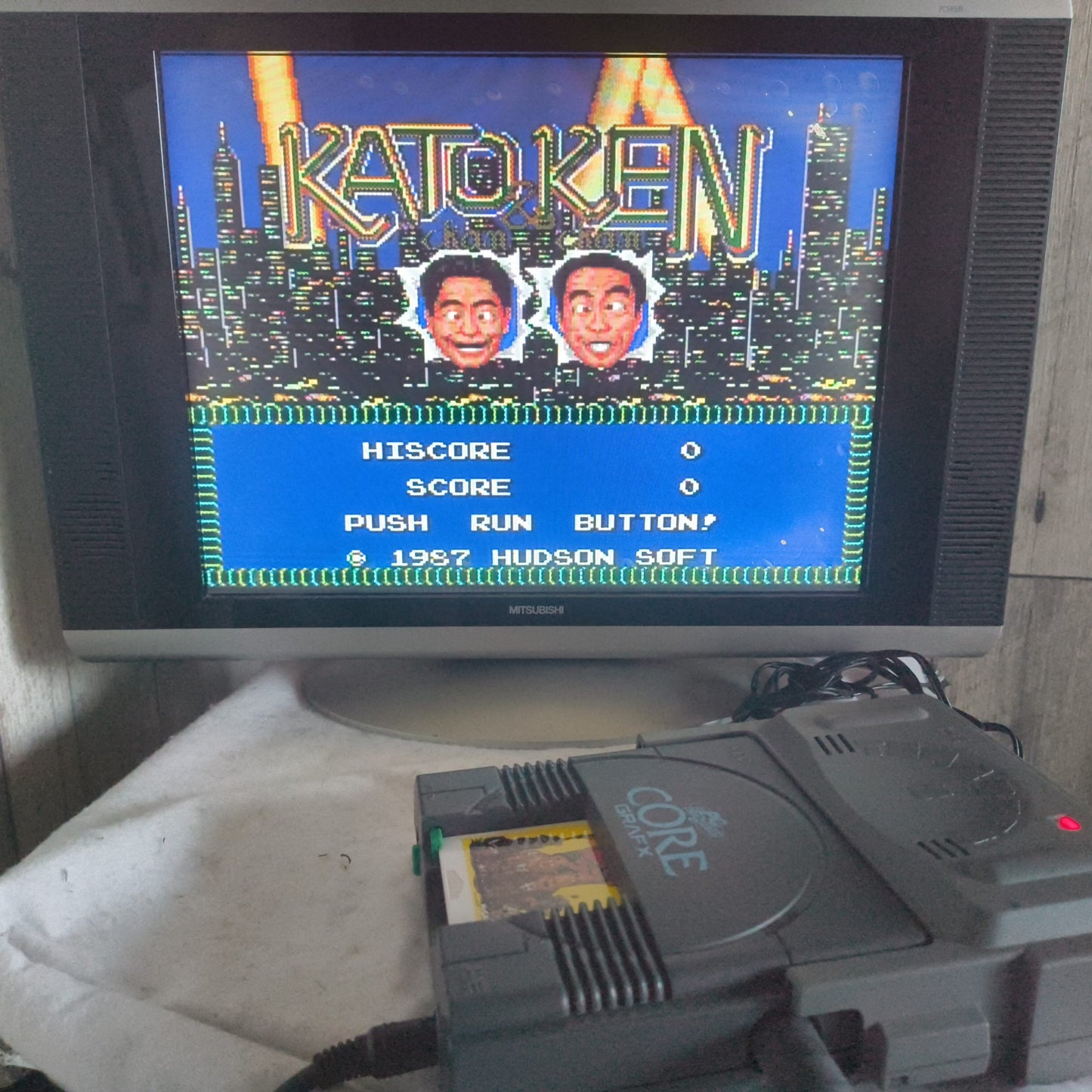 NEC PC Engine Coregrafx Console PI-TG3 and pad set, Working, Japan -h1102-1