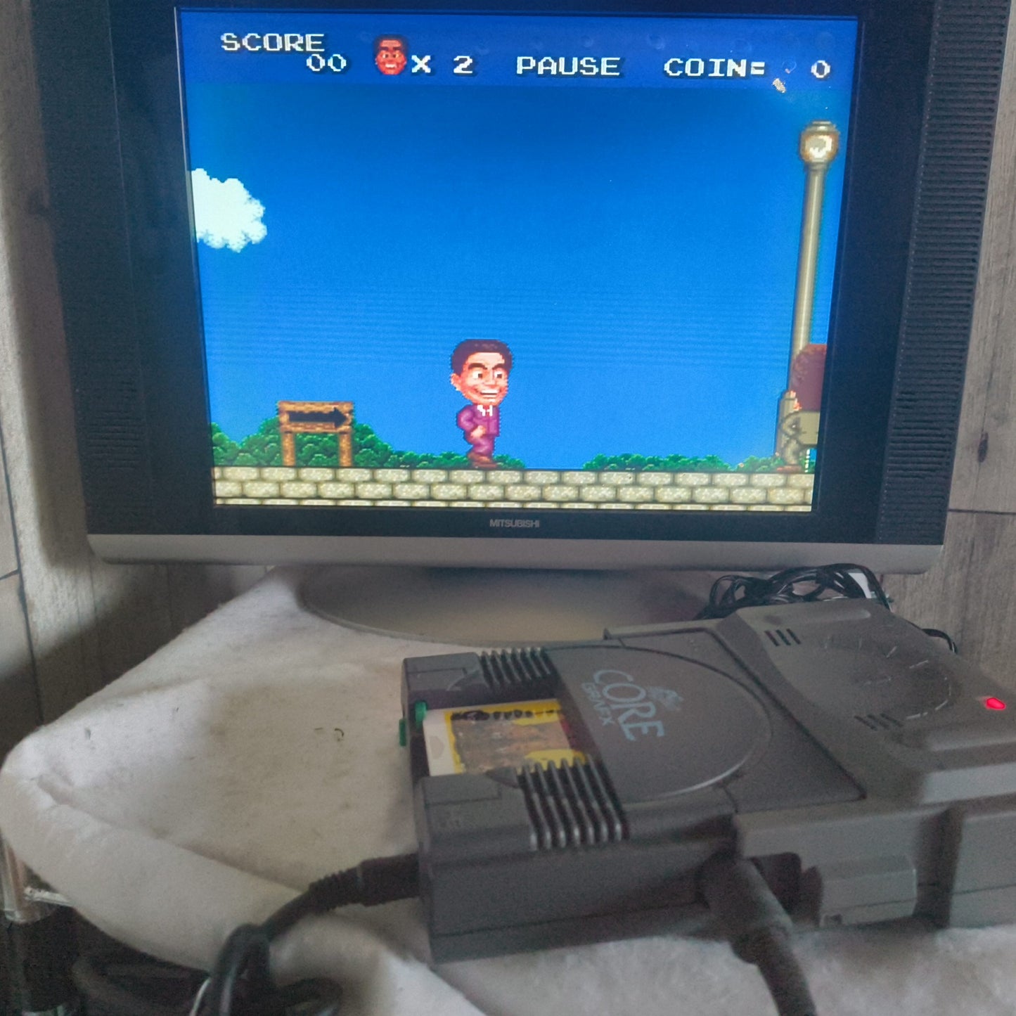 NEC PC Engine Coregrafx Console PI-TG3 and pad set, Working, Japan -h1102-1