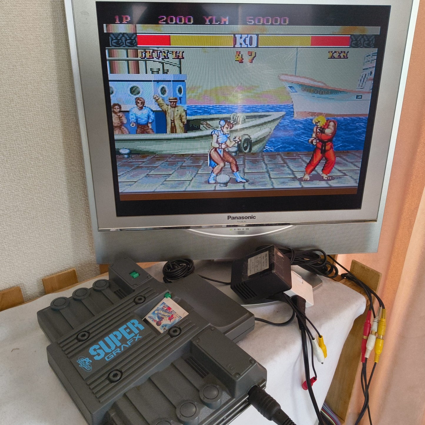 NEC PC Engine SuperGrafx TurboGrafx-16 PI-TG4 Console, AV cable, Pad set,working