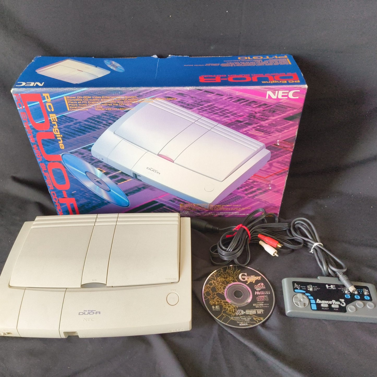 NEC PC Engine DUO-R Console (TurboDUO PI-TG10), w/Pad, AV cable, Box, Working
