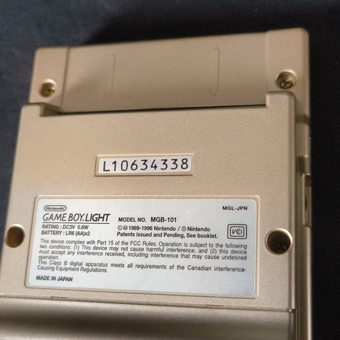 Nintendo Game boy Light Gold color console MGB-101,Manual, and box set, Japan