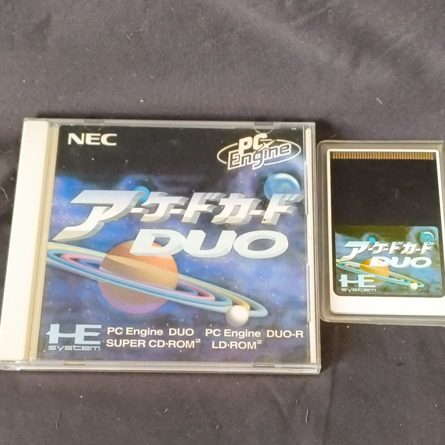 Arcade Card DUO NEC PC Engine TurboGrafx-16 PCE Hu-card and manual set, Working