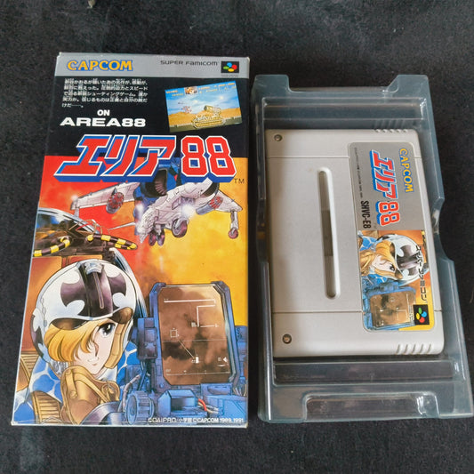No manual, Area 88 Nintendo Super Famicom Cartridge and Box set, Japan, Working