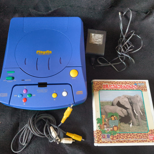 BANDAI PLAYDIA CONSOLE Original Pad, PSU, AV cable, and Box set, working Japan