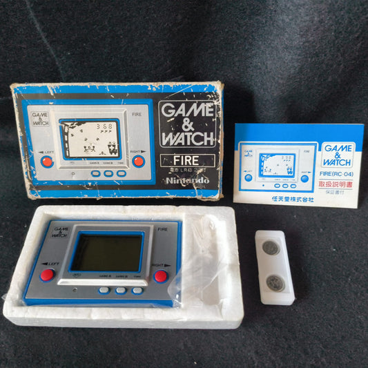 Vintage Nintendo Game & Watch Fire RC-04 Handheld game 1980 w/Box set, Working