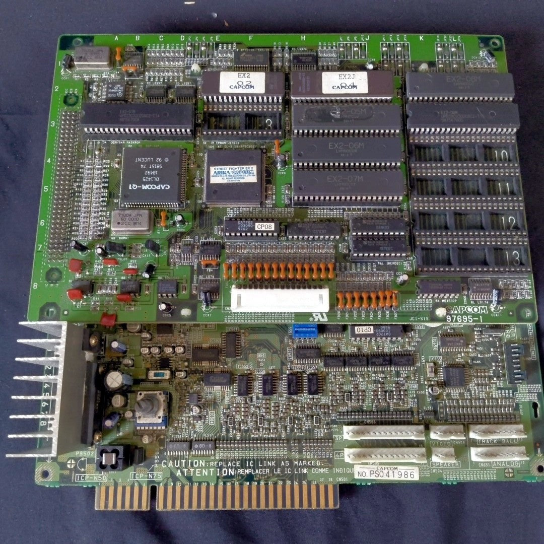CAPCOM ARIKA Street Fighter EX2 JAMMA Arcade PCB 2-Board Set Working, Japan