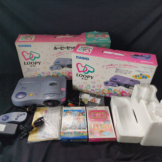 CASIO LOOPY SV-100 Console Boxed Bundle 2 Games Tested Japan Retro Gaming Set