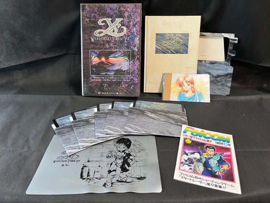PC-8801 Ys 3, Ys III: Wanderers from Ys W/Box, manual, set, Partly tested-h0711-