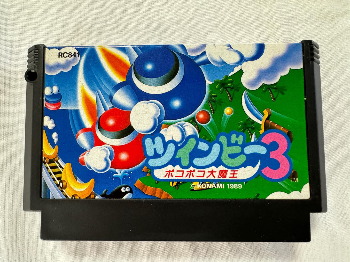 TWINBEE 3 Poko Poko Nintendo Famicom FC Cart w/Box Japan Twin bee-g1126-