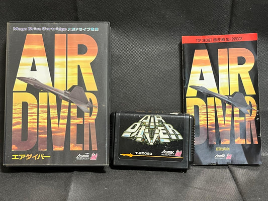 AIR DIVER SEGA MEGA DRIVE Genesis Cartridge w/Manual, Box, working-g0429-