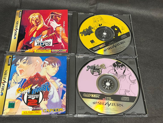 Street Fighter ZERO 1 and 2 set SEGA Saturn, Gamedisk w/Manual, Case set-g0703-7