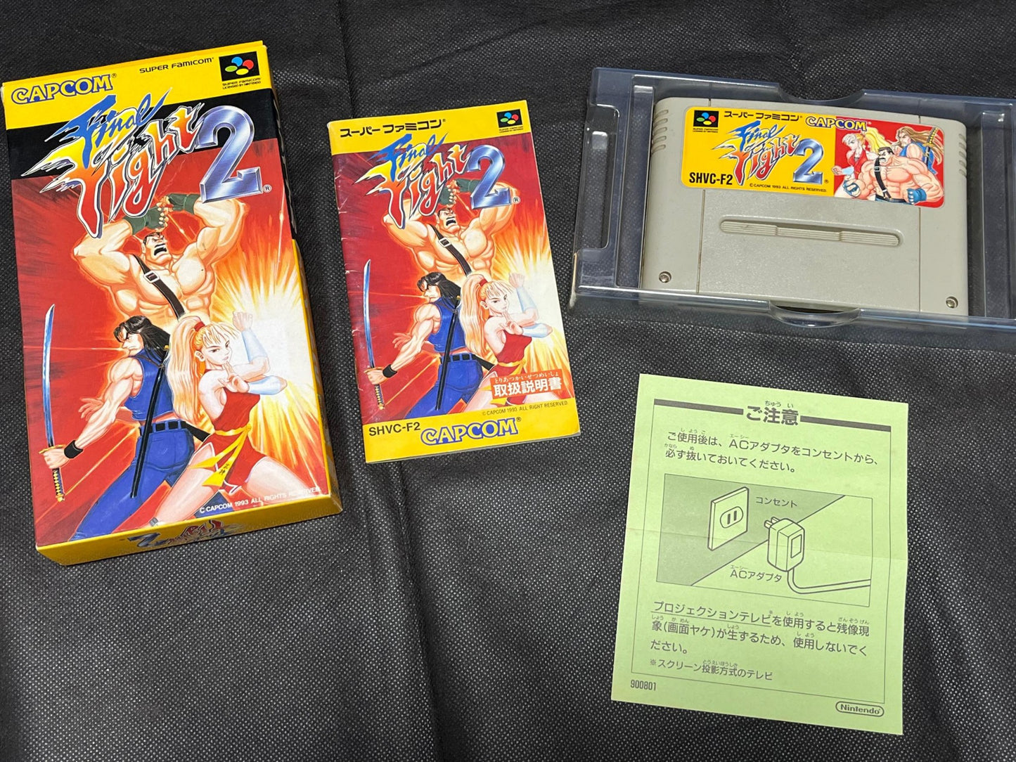 Final Fight 2 Nintendo Super Famicom Game Cartridge w/Manual, Box set-g0703-11