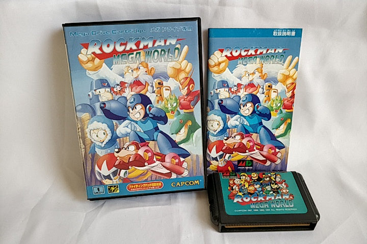 ROCK MAN MEGA WORLD MEGAMAN MEGA DRIVE (Genesis )  Cartridge,Boxed set-a1219- - Hakushin Retro Game shop