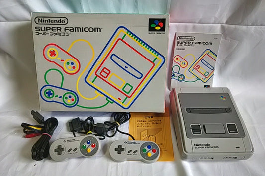 Super Famicom SNES console (SNES/SHVC-001),2 pads,AV cable,Manual,Boxed-b128- - Hakushin Retro Game shop