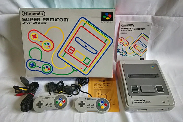 Super Famicom SNES console (SNES/SHVC-001),2 pads,AV cable,Manual,Boxed-b128- - Hakushin Retro Game shop