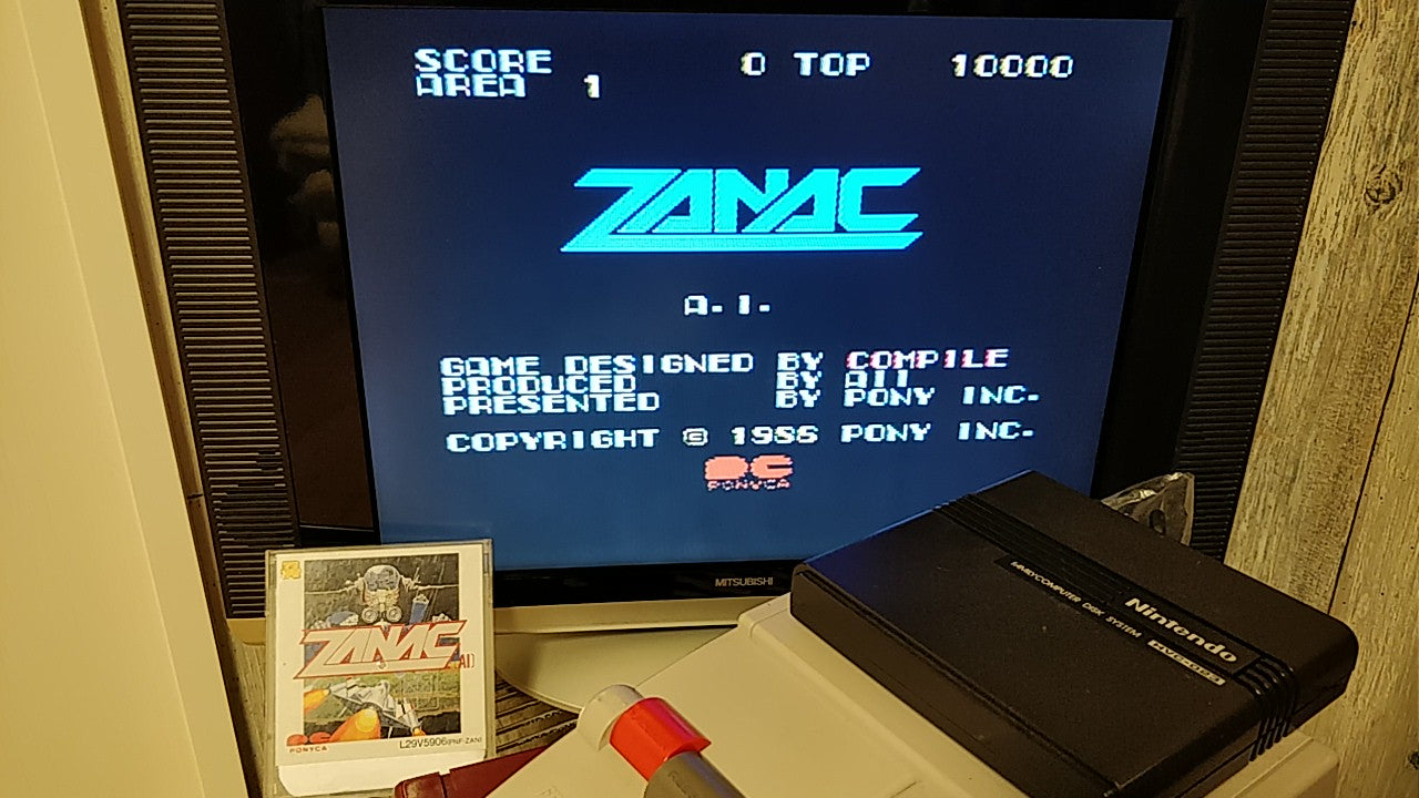ZANAC/Smash Ping Pong  FAMICOM DISK SYSTEM FDS Gamedisk and Box set tested-b216- - Hakushin Retro Game shop