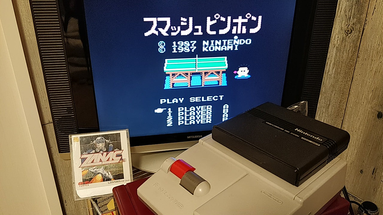 ZANAC/Smash Ping Pong  FAMICOM DISK SYSTEM FDS Gamedisk and Box set tested-b216- - Hakushin Retro Game shop