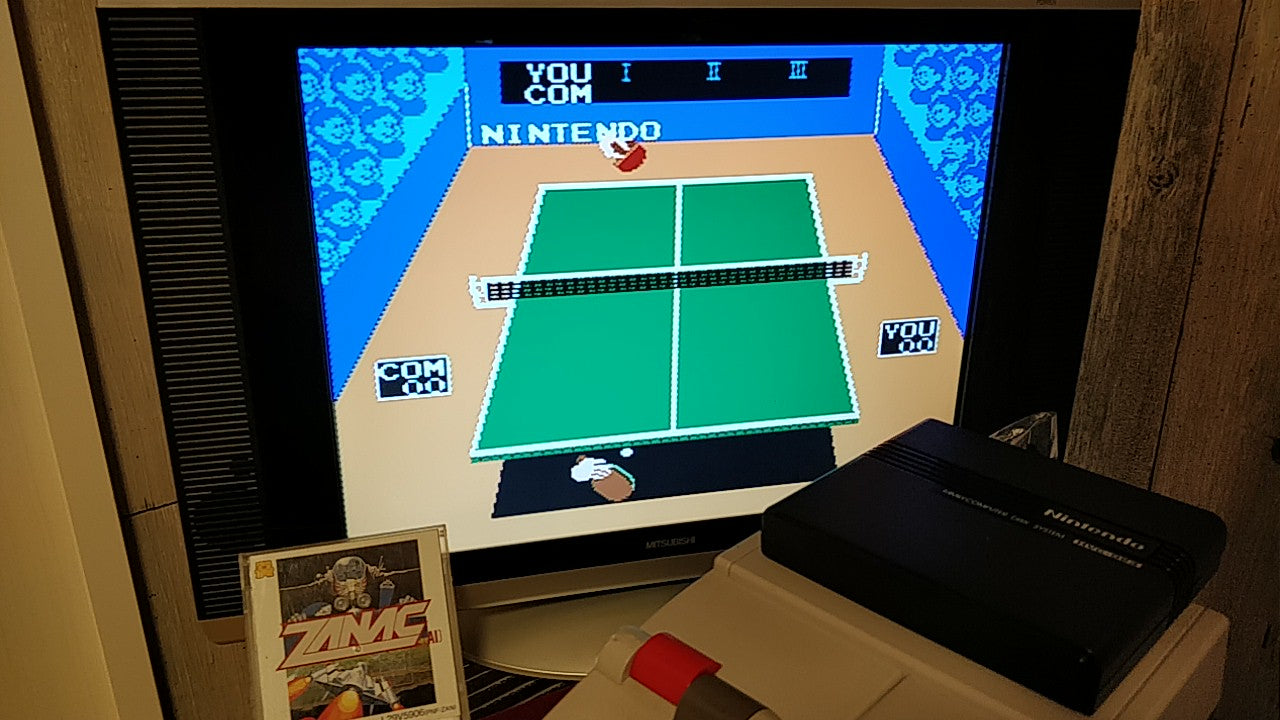 ZANAC/Smash Ping Pong  FAMICOM DISK SYSTEM FDS Gamedisk and Box set tested-b216- - Hakushin Retro Game shop