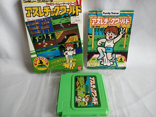 Athletic World Family trainer Famicom NES Cartridge,manual,boxed tested-b520- - Hakushin Retro Game shop