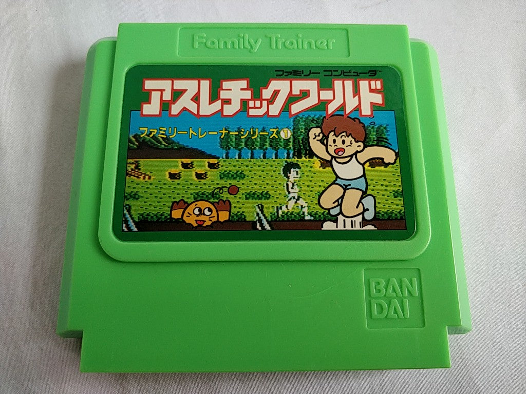 Athletic World Family trainer Famicom NES Cartridge,manual,boxed tested-b520- - Hakushin Retro Game shop