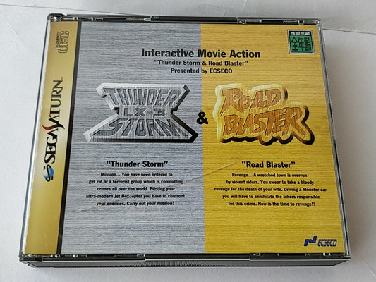 Thunder Storm & Road Blaster SEGA Saturn/Game Disk and Boxed tested-c0915-