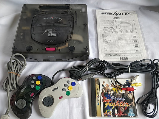 SEGA Saturn SS Limited Clear Skeleton Console HST-3220,Pad,Cable,Game set-c0915-