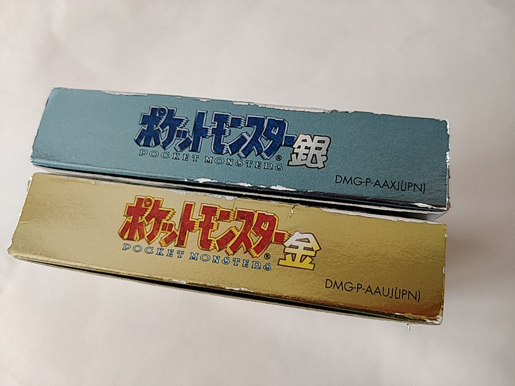 Pocket Monsters Gold and Silver Pokemon Gameboy cartridge set, working