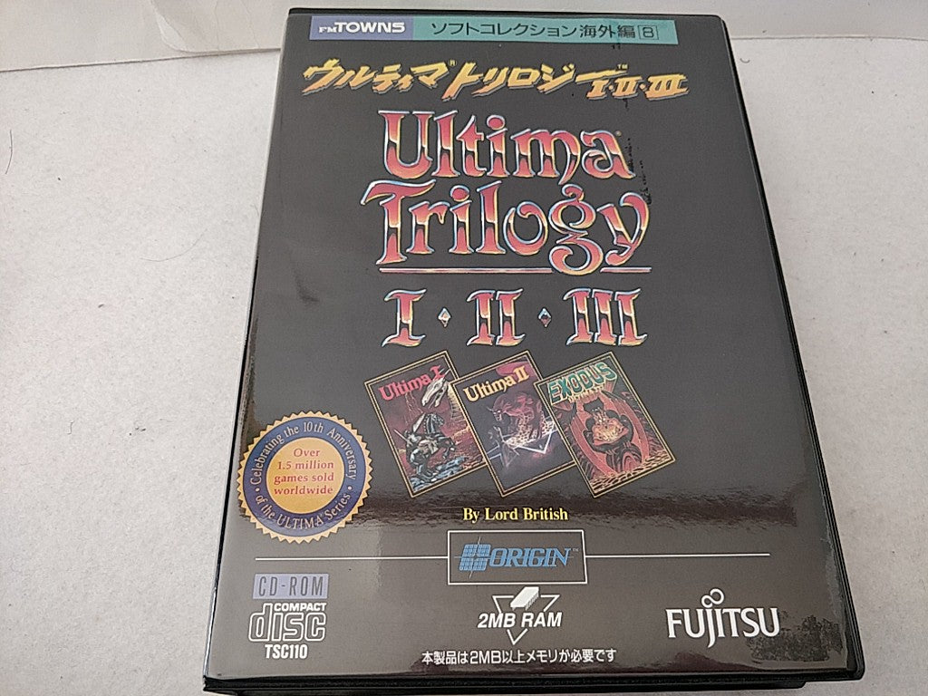Ultima Trilogy 1,2,3 FM TOWNS / MARTY Game Disk,Map,Boxed set tested-c1120- - Hakushin Retro Game shop