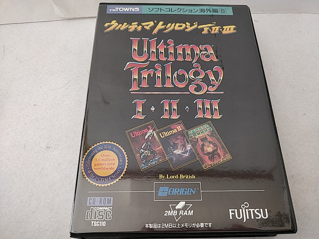 Ultima Trilogy 1,2,3 FM TOWNS / MARTY Game Disk,Map,Boxed set 