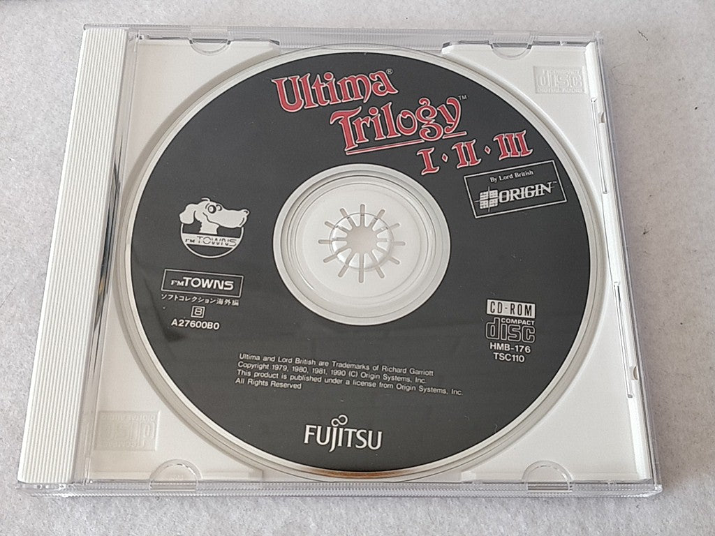 Ultima Trilogy 1,2,3 FM TOWNS / MARTY Game Disk,Map,Boxed set tested-c1120- - Hakushin Retro Game shop