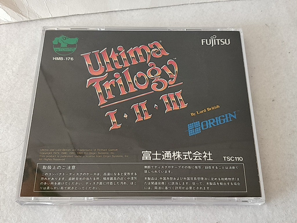 Ultima Trilogy 1,2,3 FM TOWNS / MARTY Game Disk,Map,Boxed set tested-c1120- - Hakushin Retro Game shop